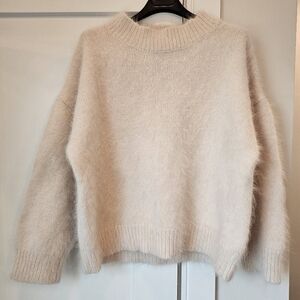 Fuzzy luxe brushed real angora cream sweater